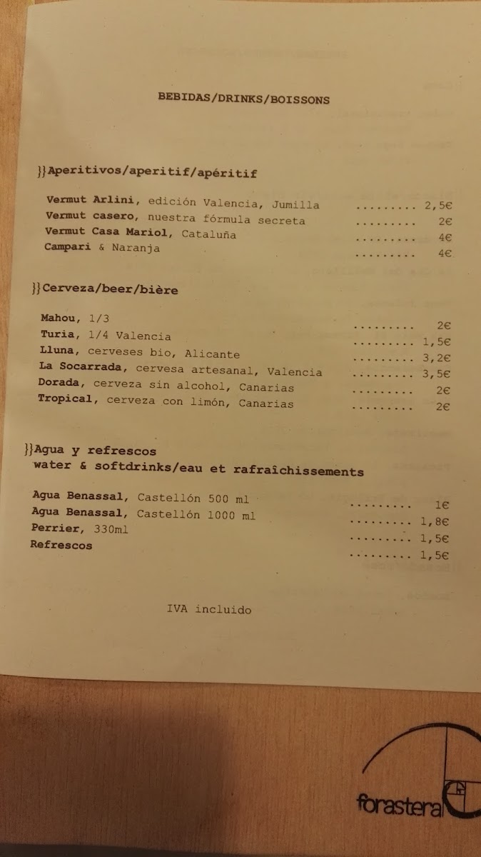 Menu - Forastera photo 3